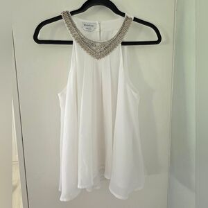 Bebe White Sleeveless Top with Silver Accents